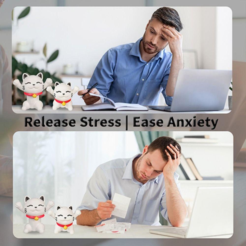 Rotational 3D Printed Animal Telescopic Cat Ornament Creative Kitten Figurines  Home Decoration