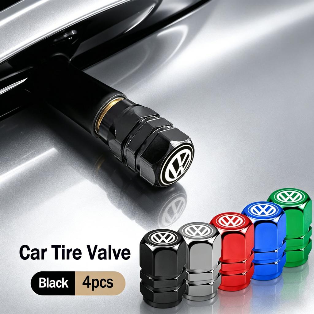 T26Car Wheel Tire Valve Caps Tyre Stem Covers Airdust Waterproof For Volkswagen Tiguan Golf Passat Polo Touareg Magotan ID.3 Touran