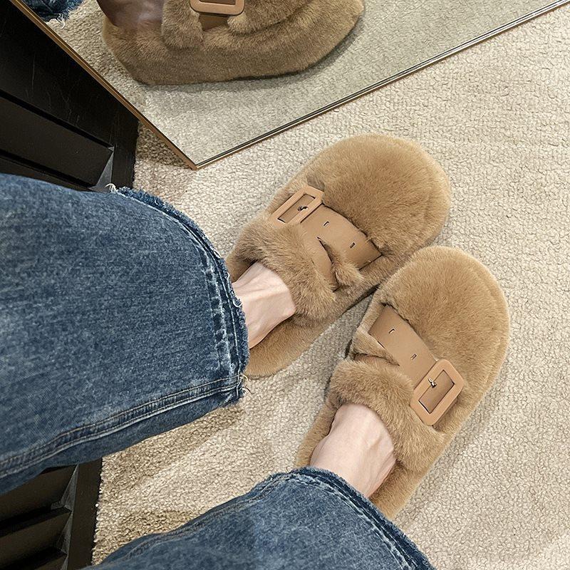 Wear Thick Cotton Mop Home Soft Bottom 2025 Semi-non-slip Autumn and Winter Pregnant Women Bag Head Bottom Black New Fluffy Slippers Women