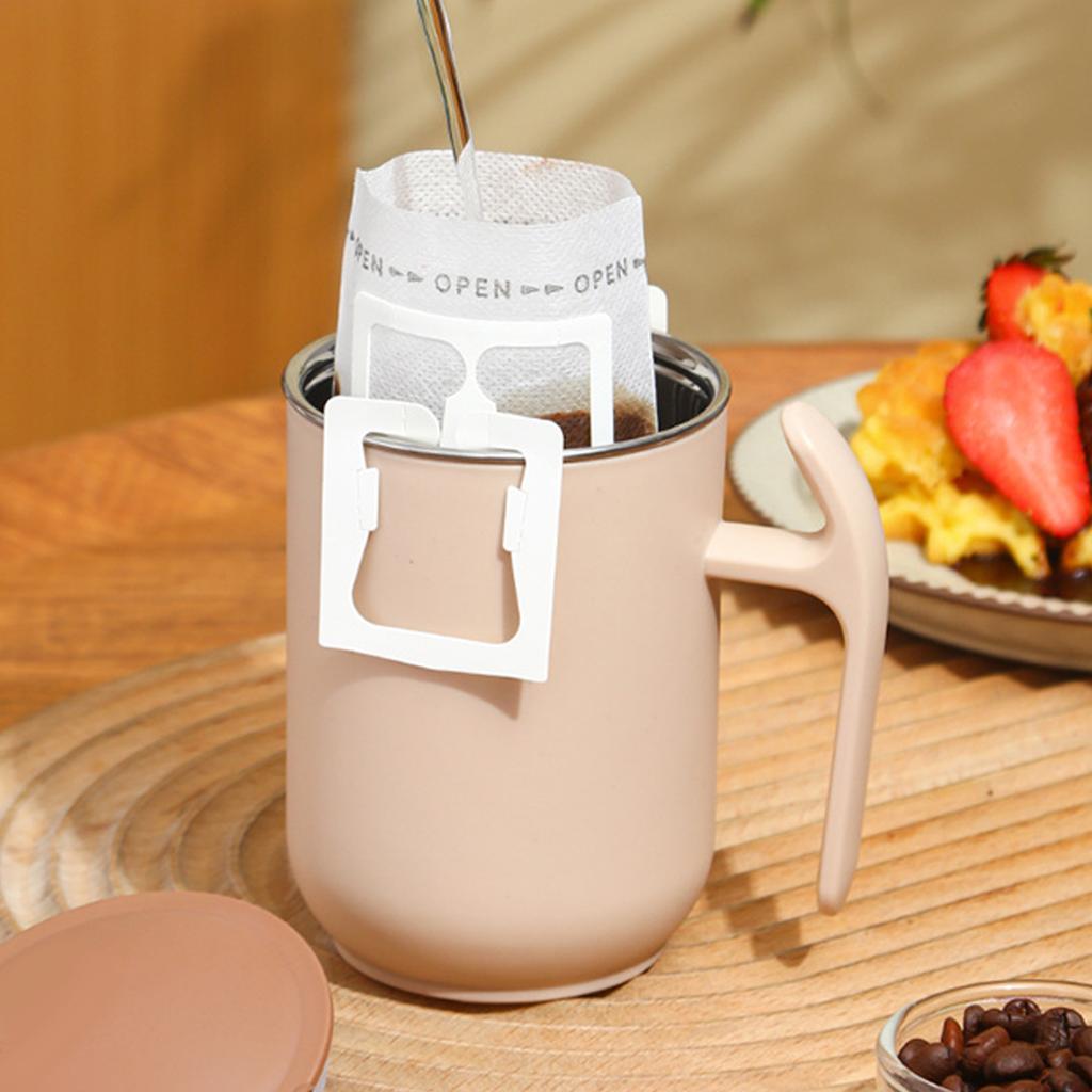 500ml Coffee Cup Large Capacity 304 Stainless Steel Mug With Lid&Handle Detachable Double-layer Insulated Water Cup Drinkware