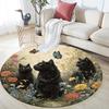 Black Cat Round Area Rug,Carpet Rug for Living Room Bedroom Sofa Playroom Decor,Non-slip Floor Mat