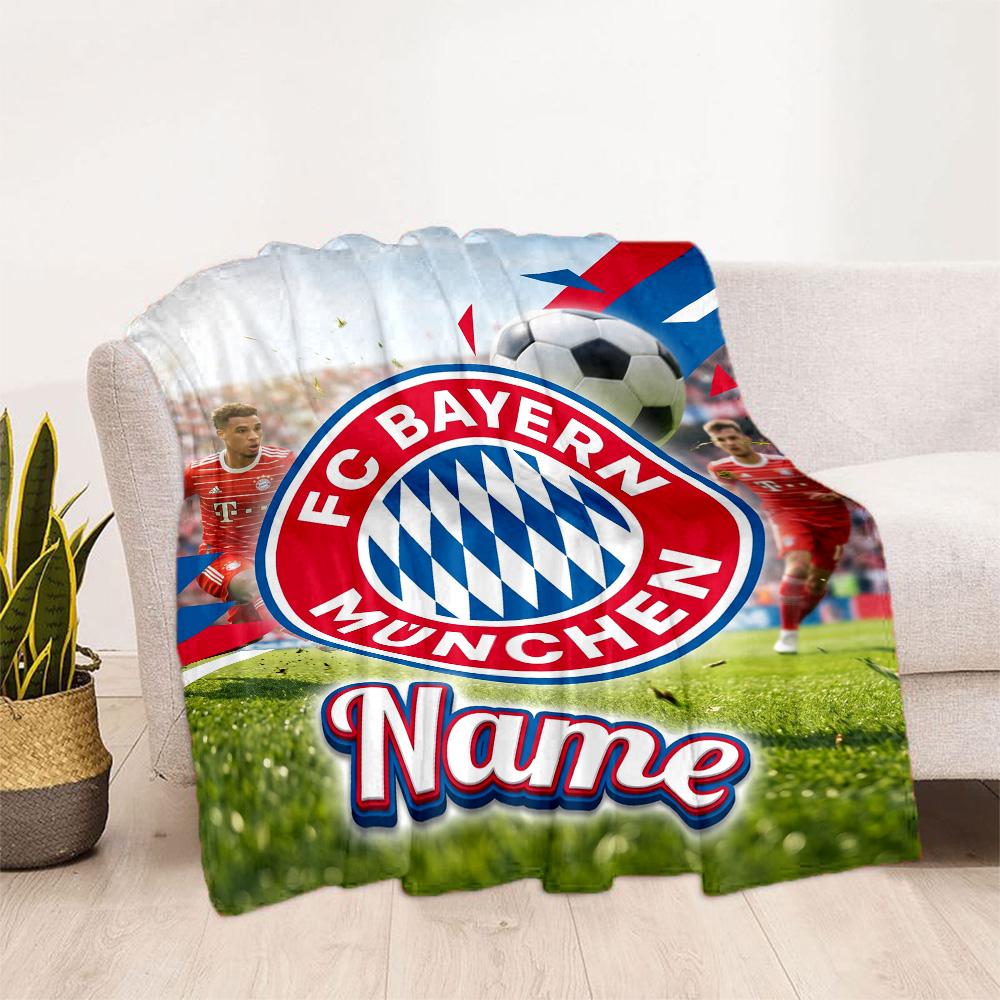 Bayern Munich Fan Gear Personalized Text Blanket Gift Customizable Blanket Warmthful Decor Throw For Office Picnics Chair Bedding All-Season Use