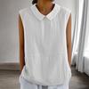Women's Fashion Solid Color Collar Sleeveless Pullover Shirt Top