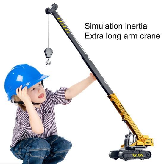 Lifting Cranes Toy 360 Degree Rotating Base Adjustable Long Arm Retractable Sling Ornament Simulation Boys Girls Engineering Truck Model Toy