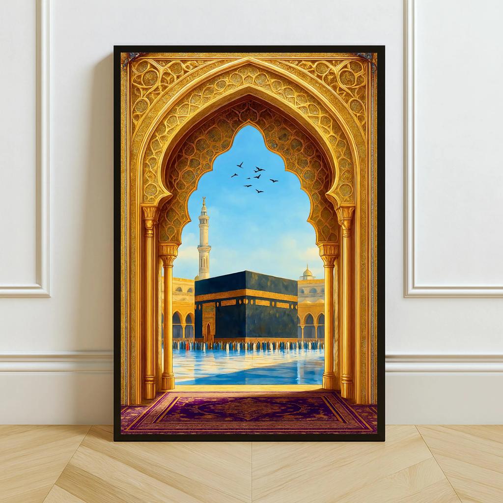 Islamic Mosque Kaaba Canvas Poster Watercolor Muslim Scripture Canvas Paint Print Modern Picture Living Room Home Decor Cuadros