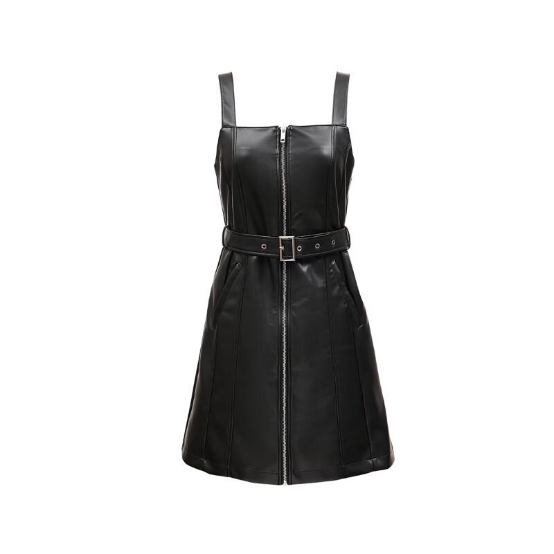 VEROMODA Faux Leather Front-Zip A-Line Camisole Dress