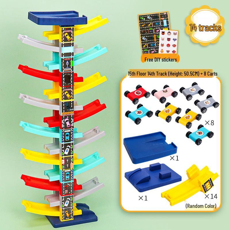 Multi-Layer Educational Inertial Gliding Track Toy Car for Kids Aged 3-6