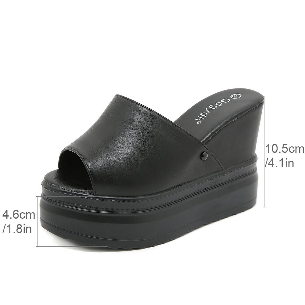 Gdgydh Damsandaler med kilklack Stilfulla Plattformsskor med öppen tå Bekväm Slip-on Sommarskor Utomhustofflor