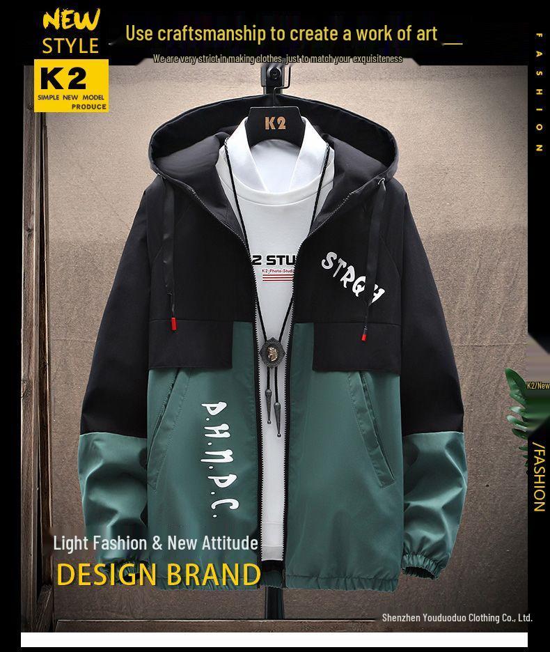 Pánská trendy pracovní bunda s kapucí v korejském stylu pro teenagery