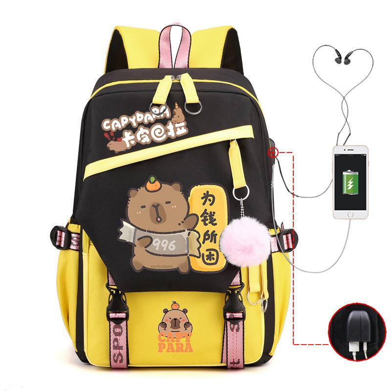 Kapibara fun peripheral printing new schoolbag cute cartoon primary and secondary school students spine backpack