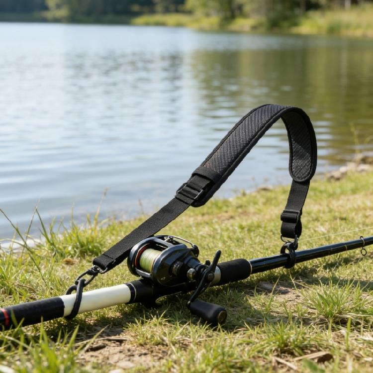 Fishing Rod Carrying Strap Shoulder Harness Fishing Rod Support Strap With 2 Silicone Grip And 2 Rod Fastening Band
