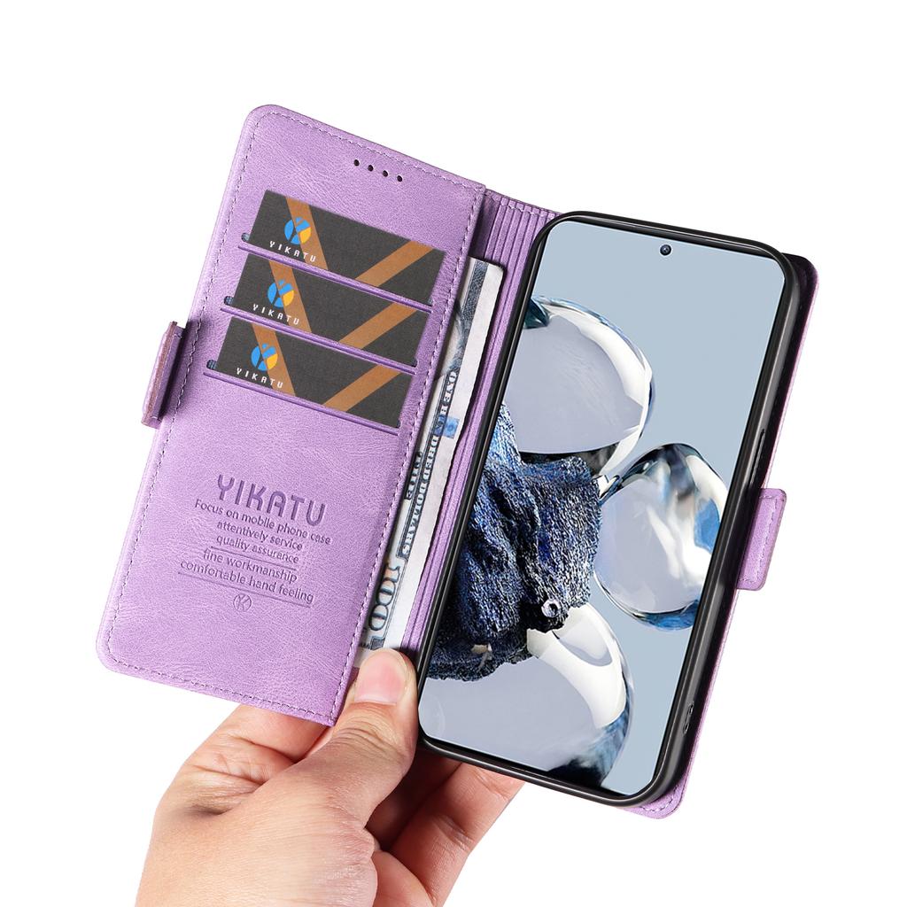 YIKATU YK-005 Wallet Phone Case for Xiaomi 12T 5G/12T Pro 5G/Redmi K50 Ultra,Skin-touch PU Leather Stand Cover