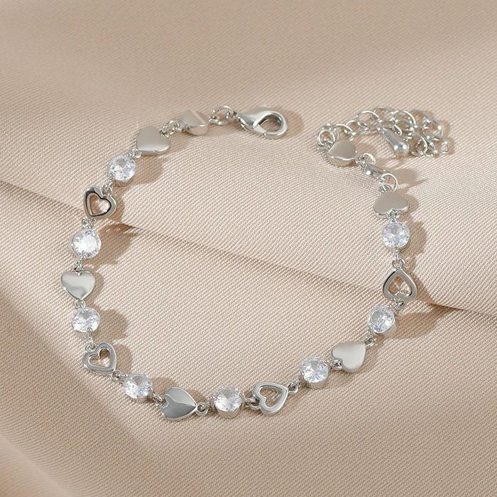 925 Silver Plated Cubic Zirconia Four Leaf Clover Bracelet for Women Adjustable Chain Jewelry 18k Gold Plated Fashion Accessory