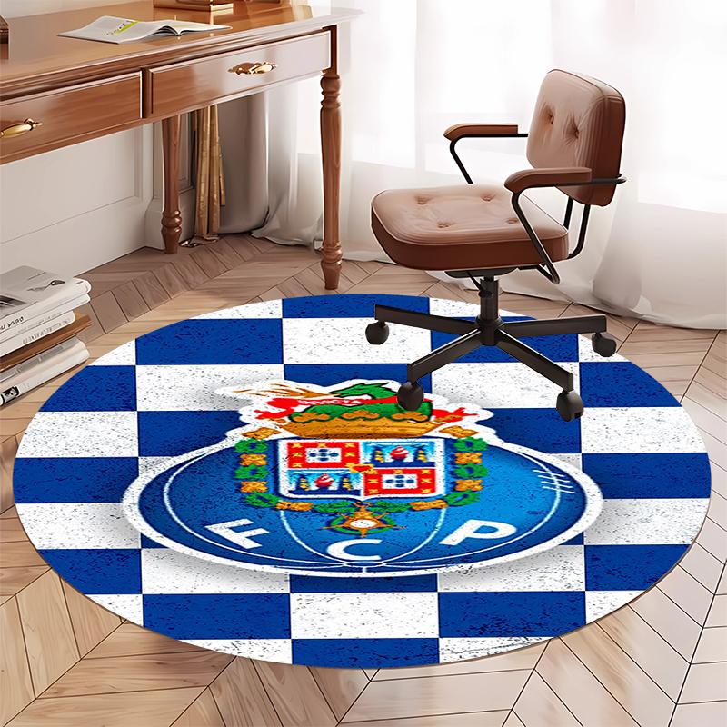 FC Porto Printed Round Rug Carpet Chair Rug Area Rug Entryway Doormats,for Office Chair Living Room Bedroom Kitchen Room.