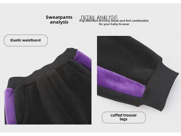 Boys' Autumn/Winter 2025 Fleece Sweater & Pants Three-Piece Set - Trendy & Warm for Medium to Large Sizes