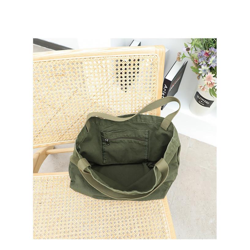 IELGY Korean Version of Casual Literary Canvas Bag, Simple and Large-capacity Tote Bag