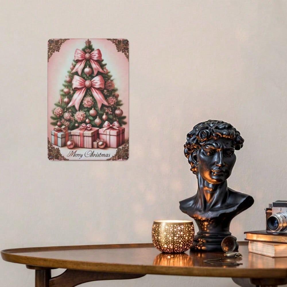 Vintage Tin Sign 12x8 Inch Christmas Tree Metal Wall Art Retro Iron Carved Plate Distressed Holiday Decor For Home Bar Garage Unique Gift