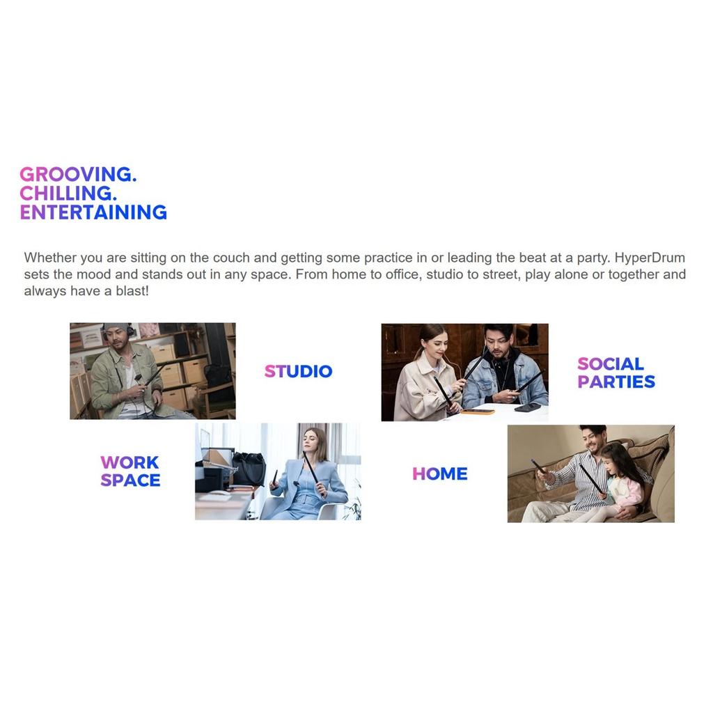 Virtual Reality Drum Set Portable Air Drum Sticks Set Simulation Low Noise Drumsticks 2 Modes with Lessons for Adults