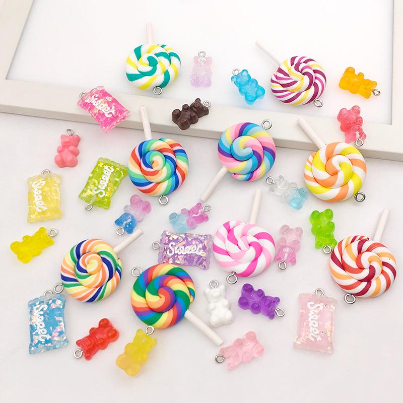 Bear Candy Resin Lollipop Pendant: Mix 32 DIY Jewelry & Toy Accessories Lucky Bag for Kids