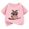 Summer Kid Teen Tshirt Short Sleeved Cartoon Owl Print Comfortable Casual Tops Tees Children's Clothing Boys and Girls T-shirt