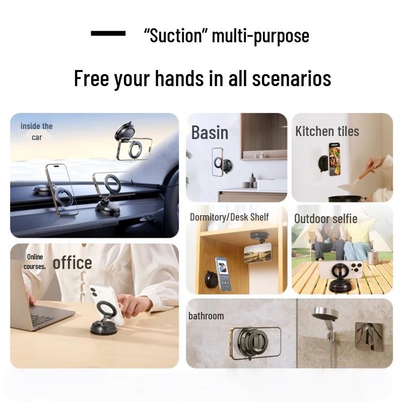Magnetic Foldable Car Phone Holder with 360° Rotation & Large Suction Cup for Super Stable Navigation