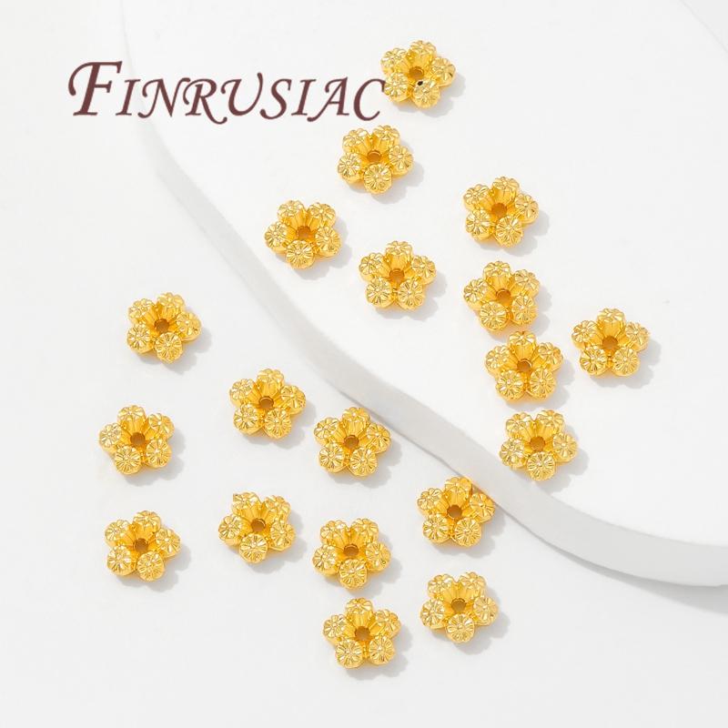 18K Gold Plated Spacer Beads For Jewelry Making,Brass Flowers Beads,Separators For Beads,DIY Bracelets Accessories
