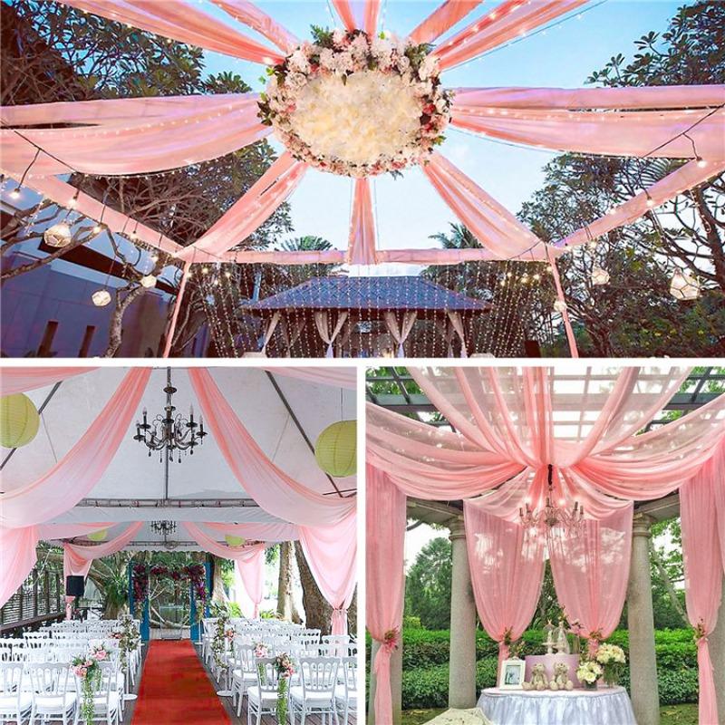 1 pezzo Tende da soffitto colorate per matrimonio Decorazione Tenda in chiffon lucido Drappeggio per cerimonia all'aperto di matrimonio Decorazione per feste