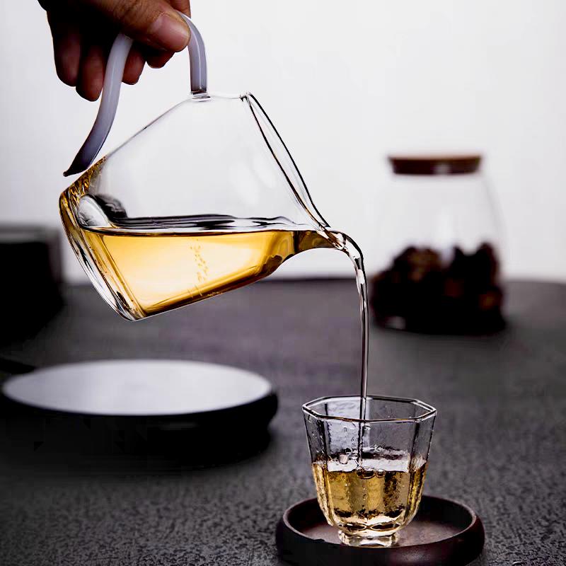 Imitation Jade Handle Heat Resisting Glass Tea Pitcher Glass Tea Pot Fair Cup Cha Hai Chinese Kung Fu Tea Set Coffee Pot