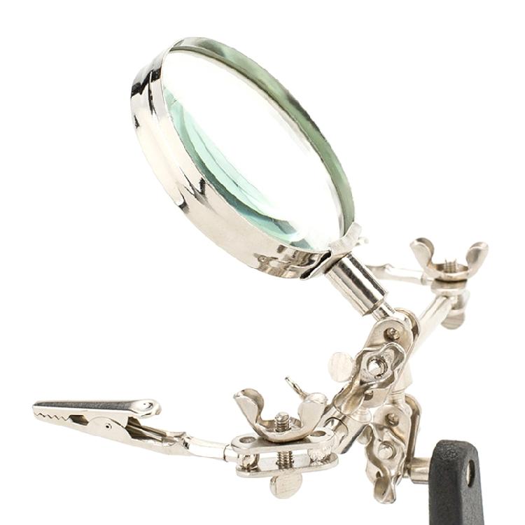 Magnifier Clamp Holder Stand 360 Degree Rotatable Lens for W/ 2 Adjustable Allig