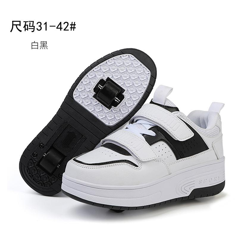 New Runaway Shoes Double Wheel Pulley Shoes Boys Children with Wheels Shoes Girls Skates Adult Deformation Shoes