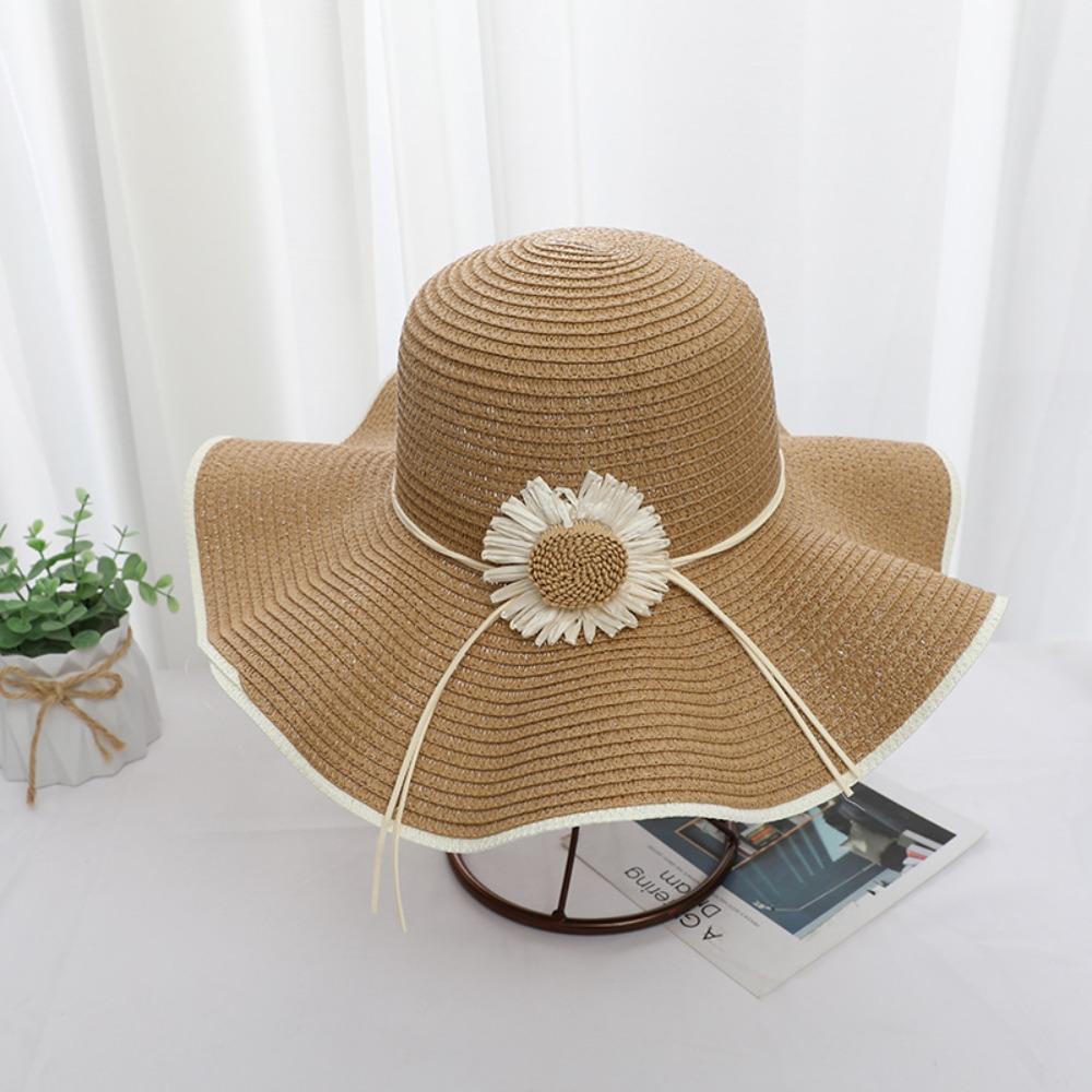 Wide Brim Bohemian Straw Hat Spring Summer Women's Sun Hat Trendy Folding Straw Hats  Vacation