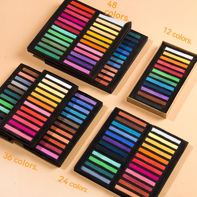12/24/36/48 Colori/Set Set da Disegno Artistico Pastelli a Gesso Pastelli Secchi Morbidi Matite Colorate Pennello Cancelleria per Studenti Materiali Artistici