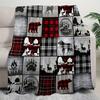 1PC country-style flannel blanket with bear paw and deer patterns - soft, tear-resistant, all-season, suitable for sofas, office