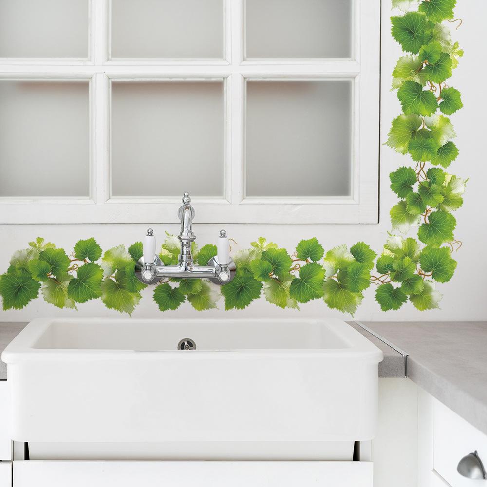 Frischer grüner Blattwein Restaurant Küchen Hintergrundwand Dekoration Wandaufkleber