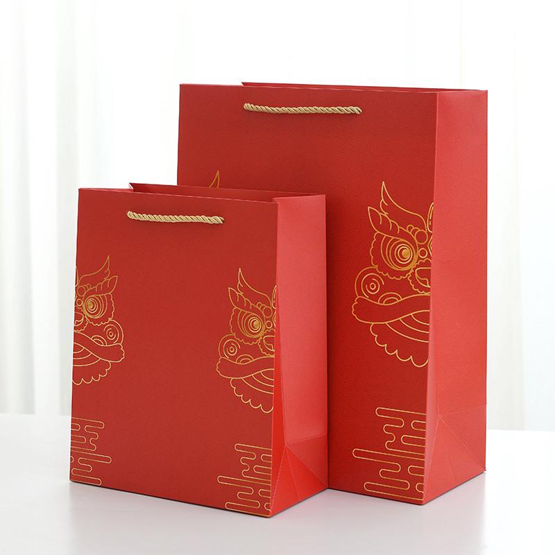 Retro Chinese Red New Year Valentine Gift Bag - Candy Box Paper Handbag Souvenir