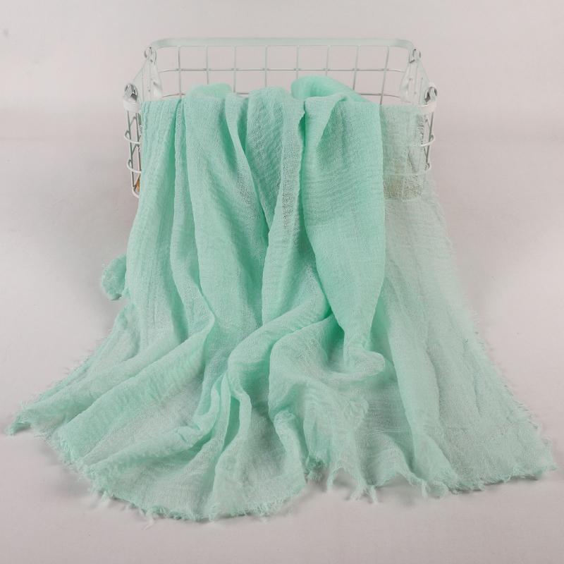 Ramadan Cotton Crinkle Headband Veil Scarves Women Solid Color  Head Wraps Long Scarves Turban Headband Muslim Fashion Headscarf