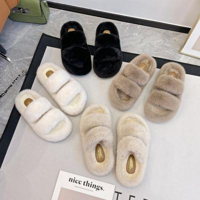 2025 Autumn New Small Muffin Thick Bottom Heightening Plush Cotton Slippers Women Wear Home Hair Mop