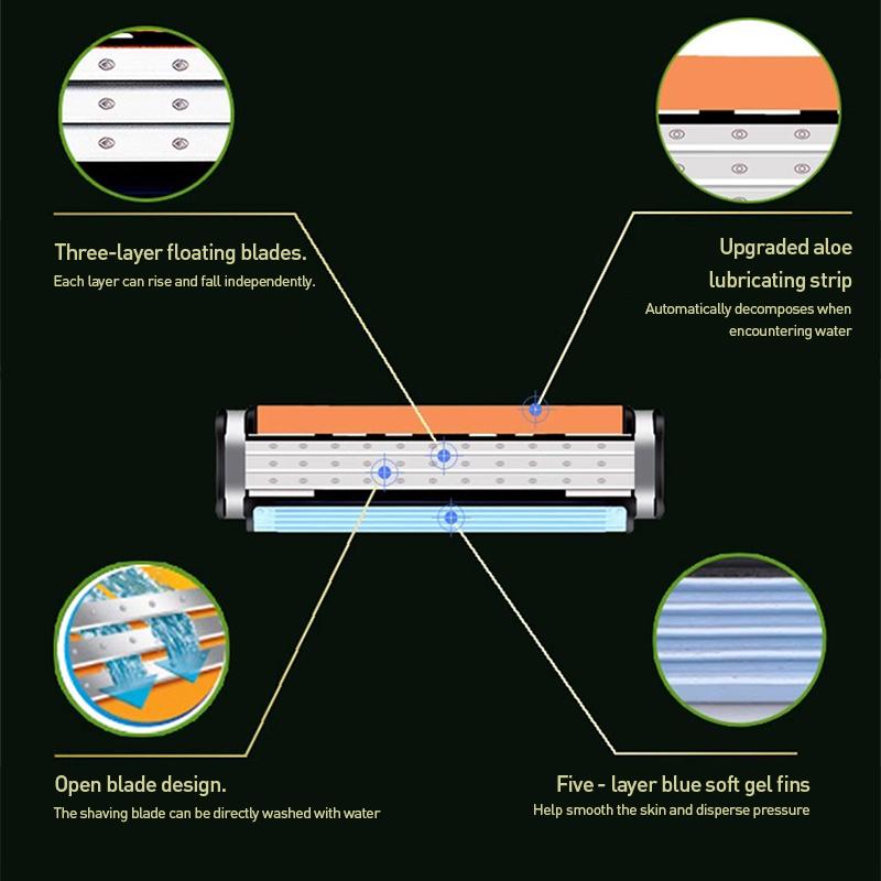 Gillette Aparat de ras Vector 3 1 mâner 4 capete de ras Aparat de ras pentru bărbați cu lame de schimb