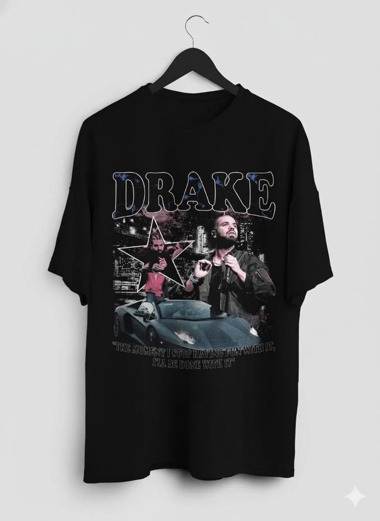 Drake Vintage Graphic Unisex Black T-Shirt Hip Hop Rap Tee S186
