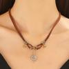 Vintage Sun Pendant Necklace Adjustable Leather Clavicle Chain  Sweet Cool Spice