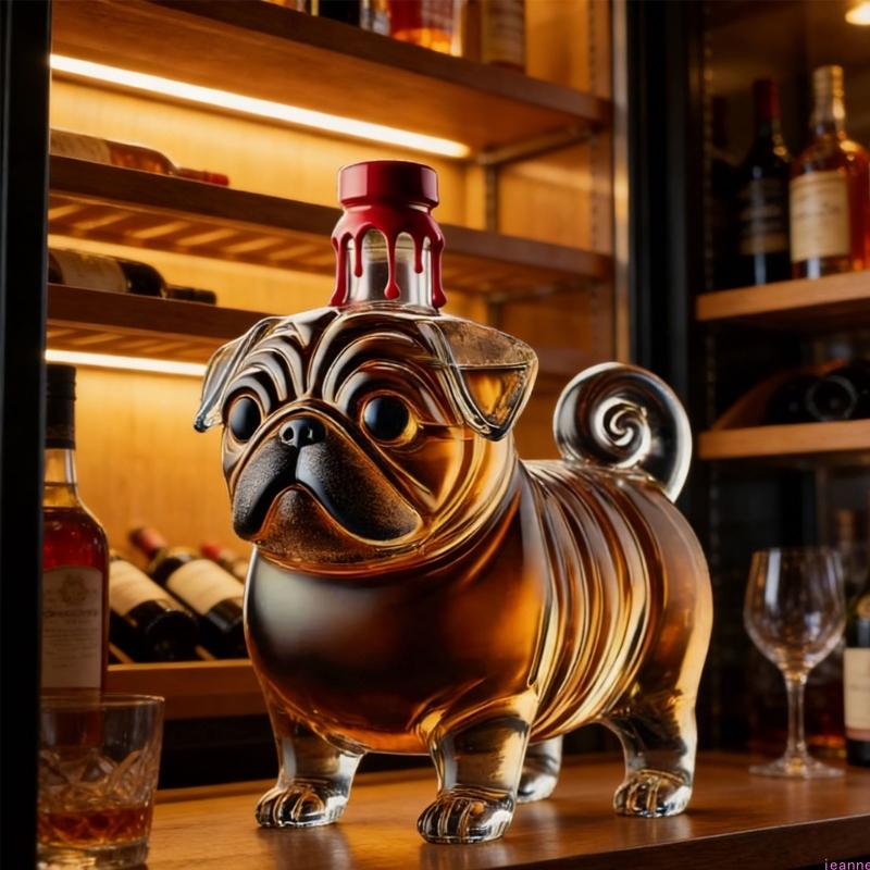 

Fun Pugs Shape Whiskeys Decanter Premium Glass Liquor Airator For Better Oxidation And Rich Flavor Great For Home Pubs CN