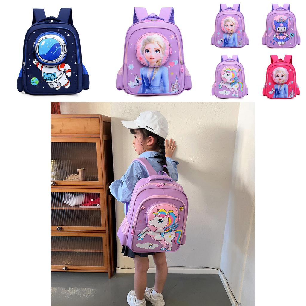 Adorable Cartoon Backpack For Kids Oxford Cloth Lightweight School Bag For Girls And Boys