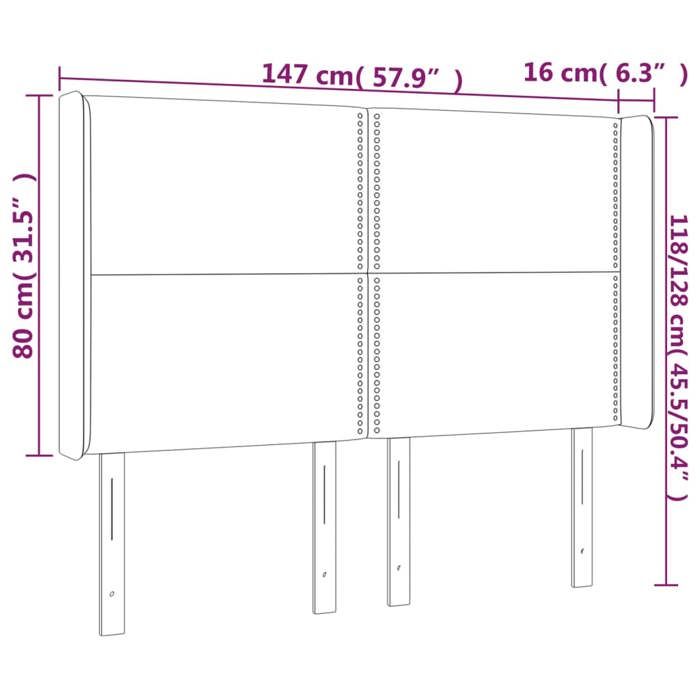 VidaXL Tête de Lit à LED Meuble de Chambre à Coucher Accessoire de Lit Double Tête de Cadre de Lit Intérieur Gris Foncé 3123907