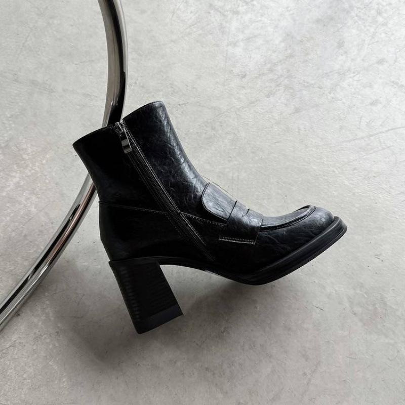 

Женские кожаные ботинки Мартин на высоком каблуке с круглым носком, толстой подошвой из говяжьей кожи, новые женские ботинки из коровьей кожи большого размера, низкие ботинки 39