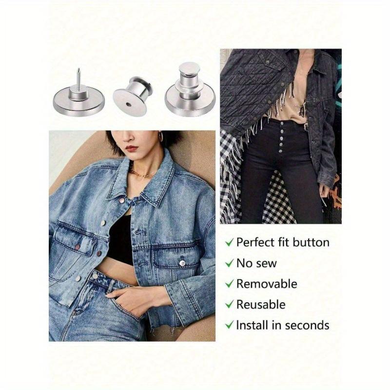 12Pcs/ Set Button Pins For Loose Jeans Pants, For Jean Button Tightener Replacement Adjustable Reusable Metal Clips Reduce Too Big Pants Waist