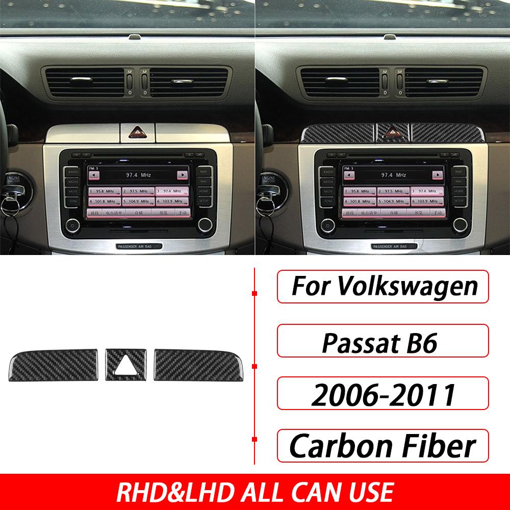 For Volkswagen Passat B6 2006-2011 Carbon Fiber Radio Navigation Panel Trim Cover Interior Decoration Car Accessories Sticker