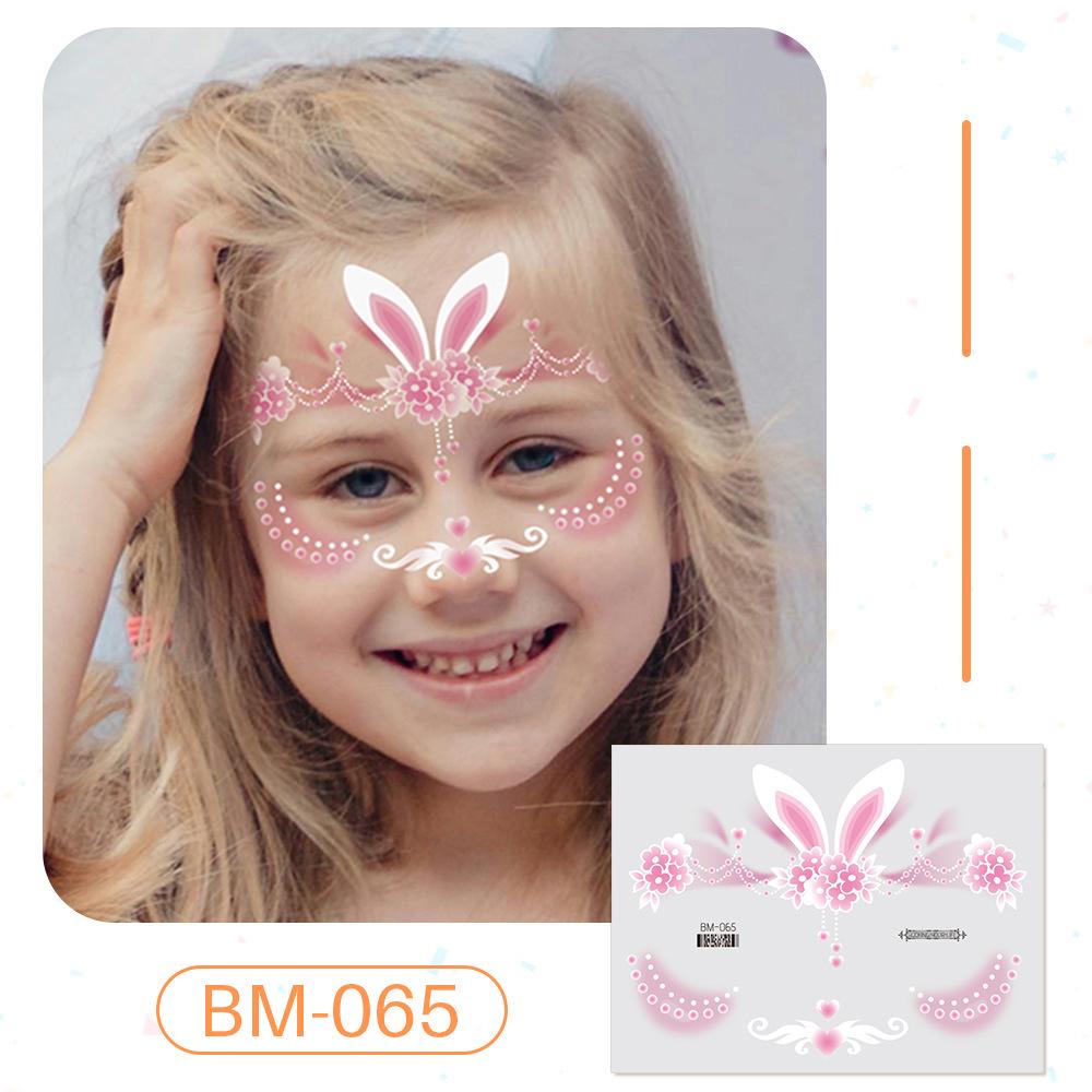 Ruikalong June 1st Kids' Waterproof Face & Forehead Cartoon Tattoo Stickers for Face Painting