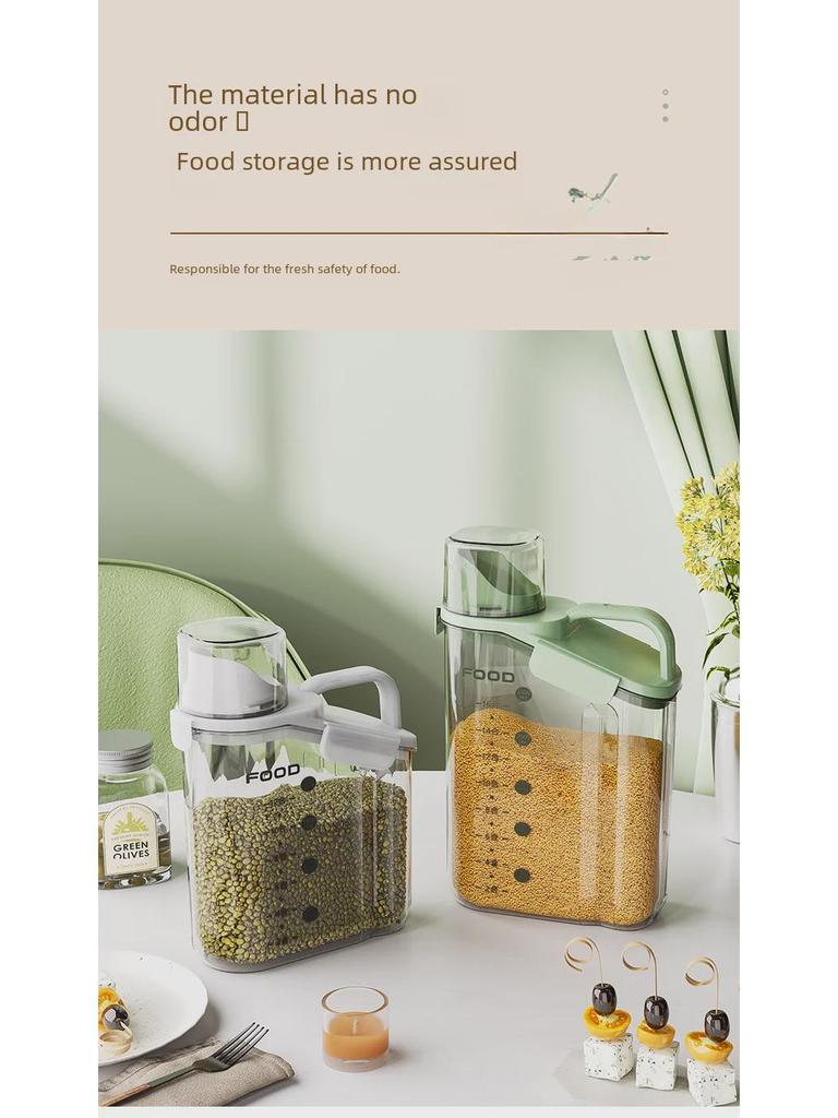 Transparenter Aufbewahrungsbehälter für Lebensmittel - Feuchtigkeits-, Insekten- und Staubdicht mit Messskala für Getreide und Speiseöl.