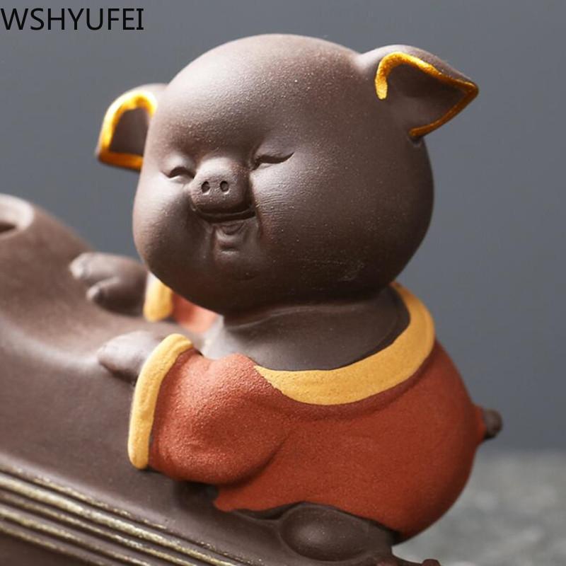 1PCS Ceramic Tea Pet Ornaments Small Buddha Statue Monk Figurine Desktop Flower Pot Hydroponic Plant Decoration Tea  Accessories