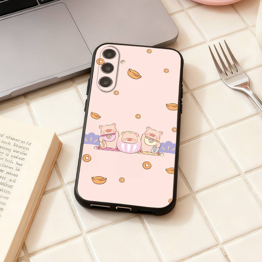 LuLu the piggy phone Case For Samsung Galaxy A73,A72,A71,A70,A53,A52,A51,Others Soft Black Shell